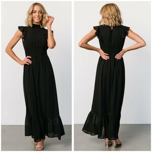 Baltic Born 2XL Black Kearny Ruffle Maxi Dress Smocked Plus Size Women’s